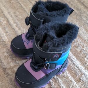 Toddler Black and Purple Winter Boots